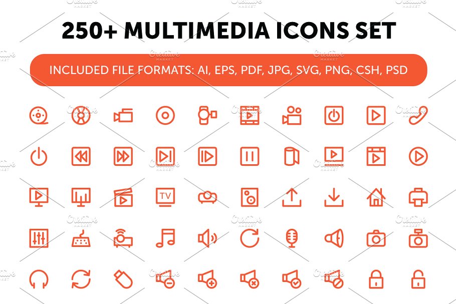 多媒体矢量图标素材 250  Multimedia Icon