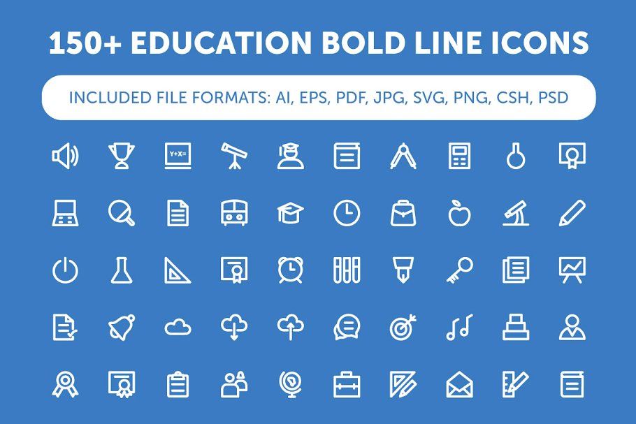 150 教育粗体线条图标下载 Education Bold
