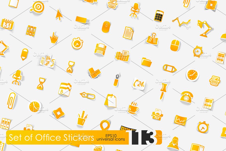 办公矢量图标素材 113 office stickers #