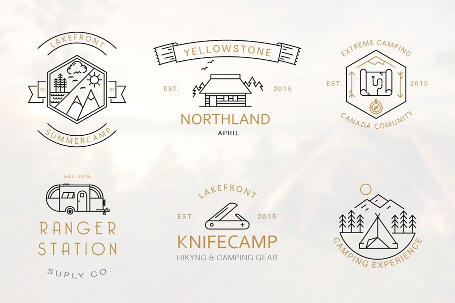 露营徽章图标下载 Iconic Camping Logo B