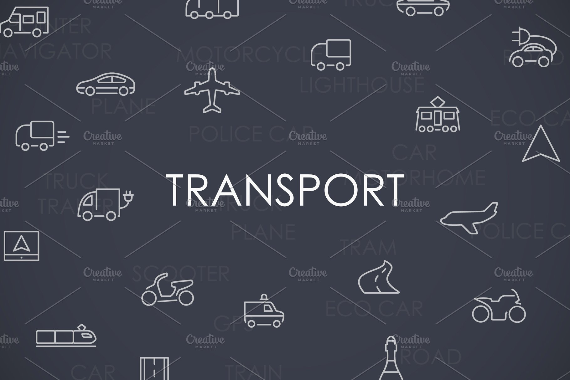交通图标素材 Transport thinline icon