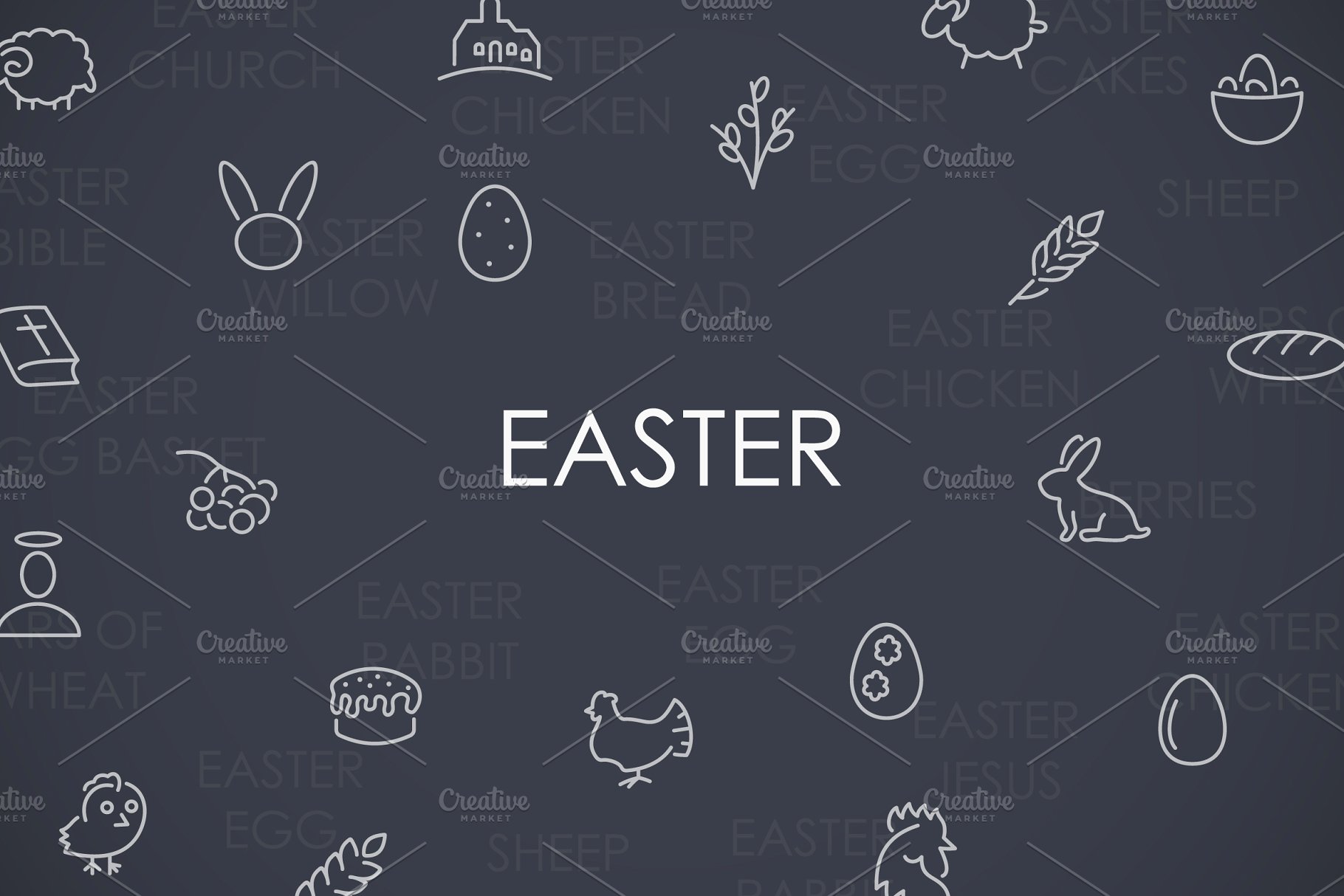 复活节矢量图标下载 Easter thinline icon