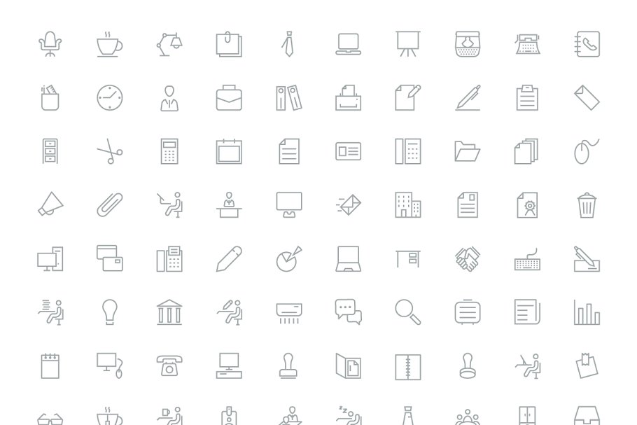 平面办公室图标素材 90 Flat Office Icons