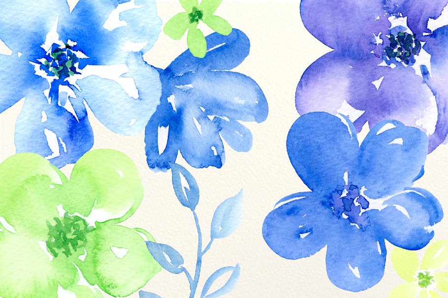 欢快的水彩雏菊插画 Cheerful daisy Blue