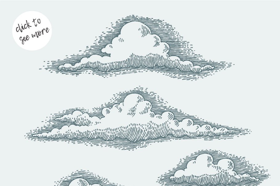 一套复古的云插图 Set of retro clouds i