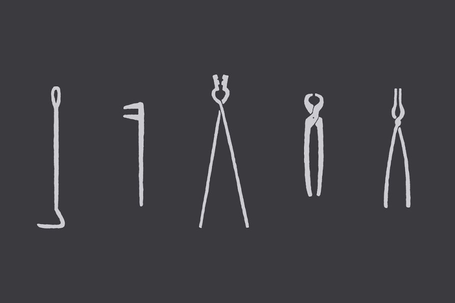 复古手绘插画 Blacksmith Tools – By H