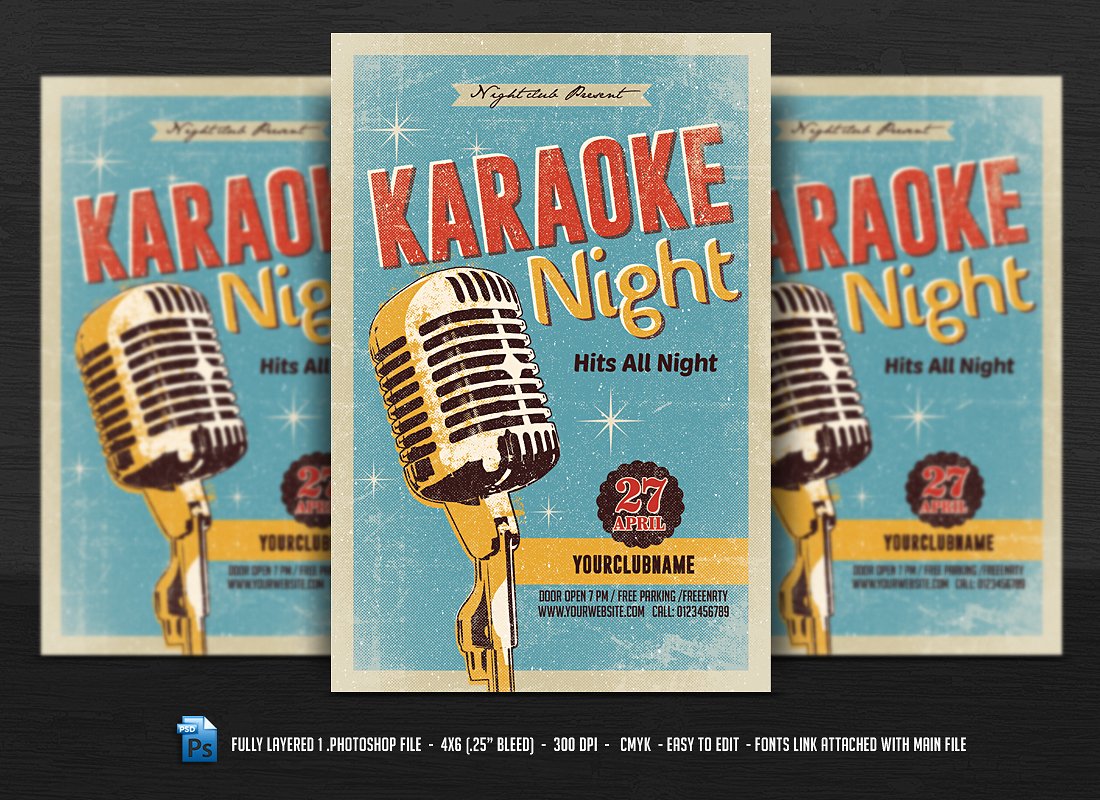 卡拉ok宣传海报 Karaoke Night Flyer #