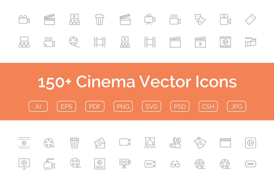 电影矢量图标素材 150  Cinema Vector Ic