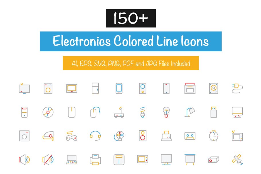 150 电子设备图标素材Electronics Colore