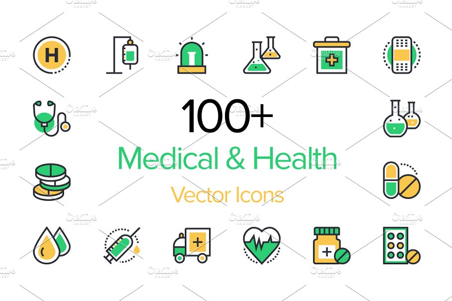 健康医疗图标下载 100 Medical &