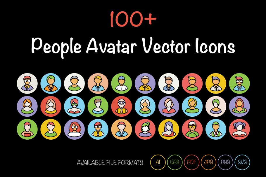 头像矢量图标素材 100  People Avatar Ve