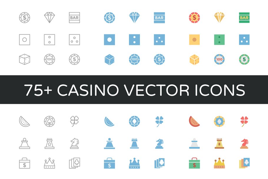 游戏矢量图标大全 75 Casino Vector Ico