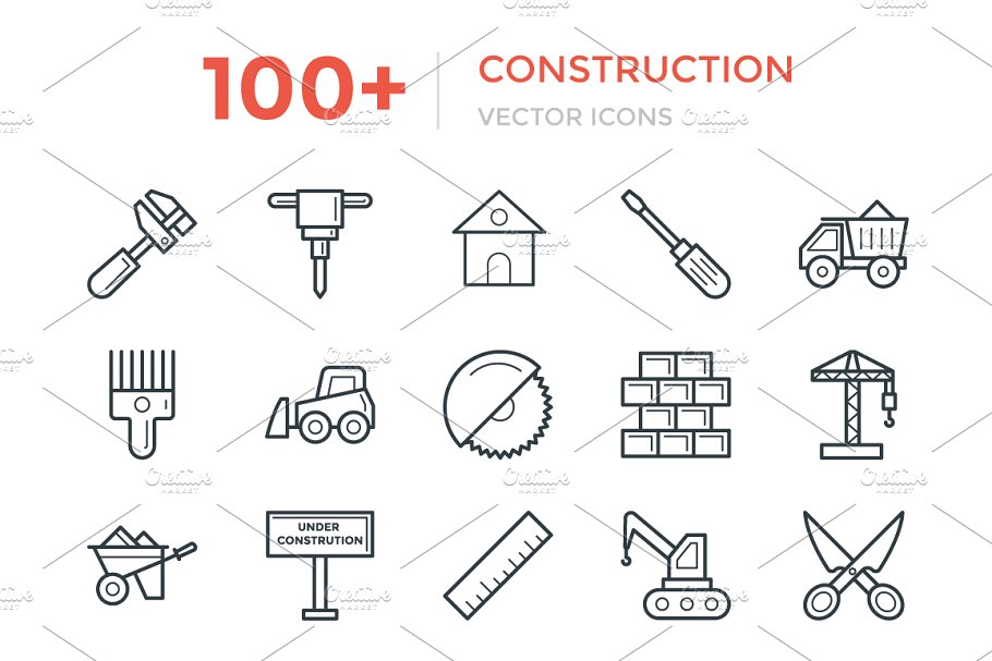 建设矢量图标素材 100  Construction Vec