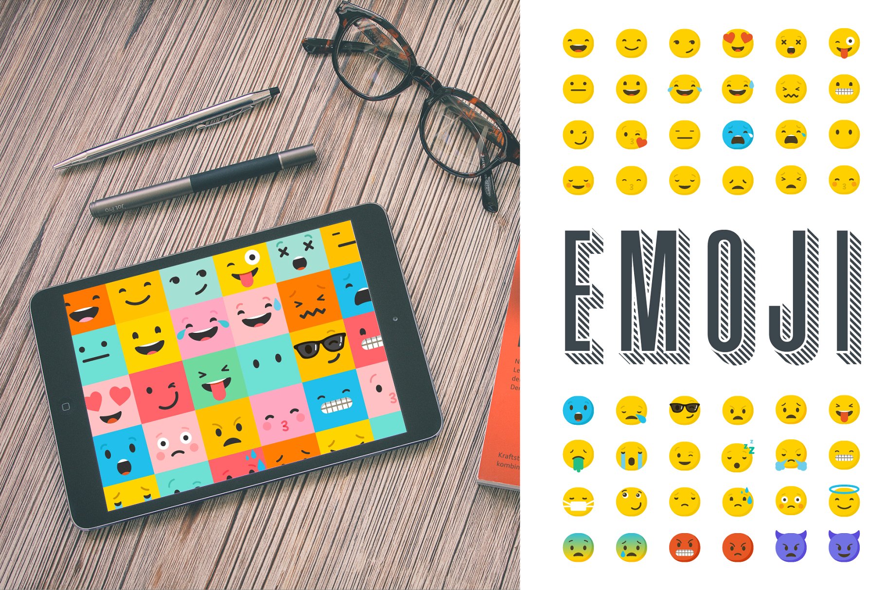 表情符号矢量图标素材 Emoji emoticons bun
