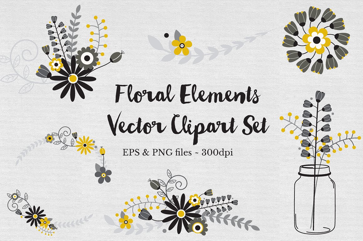 手绘花卉装饰素材Floral Wreath Clipart