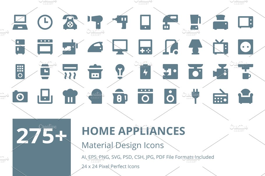 家用电器材质图标下载 Home Appliances Ma