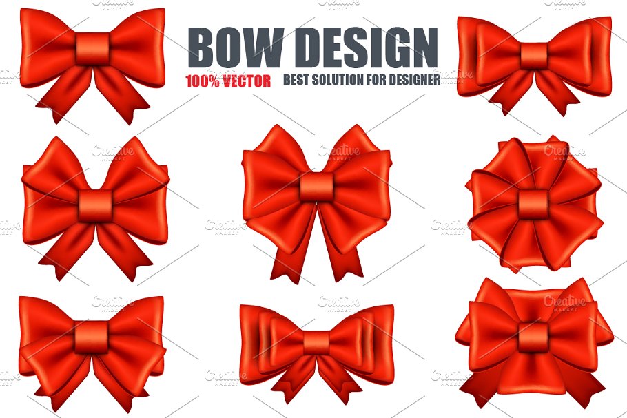 真实的红色蝴蝶结 Realistic Red Bows #1