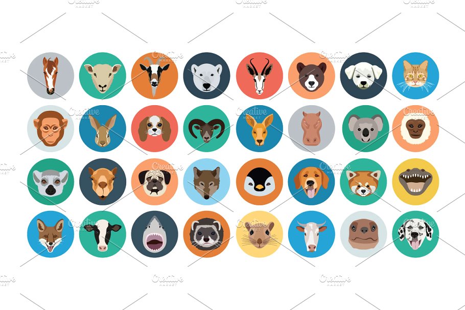 动物矢量图标下载 40  Animals Flat Icon
