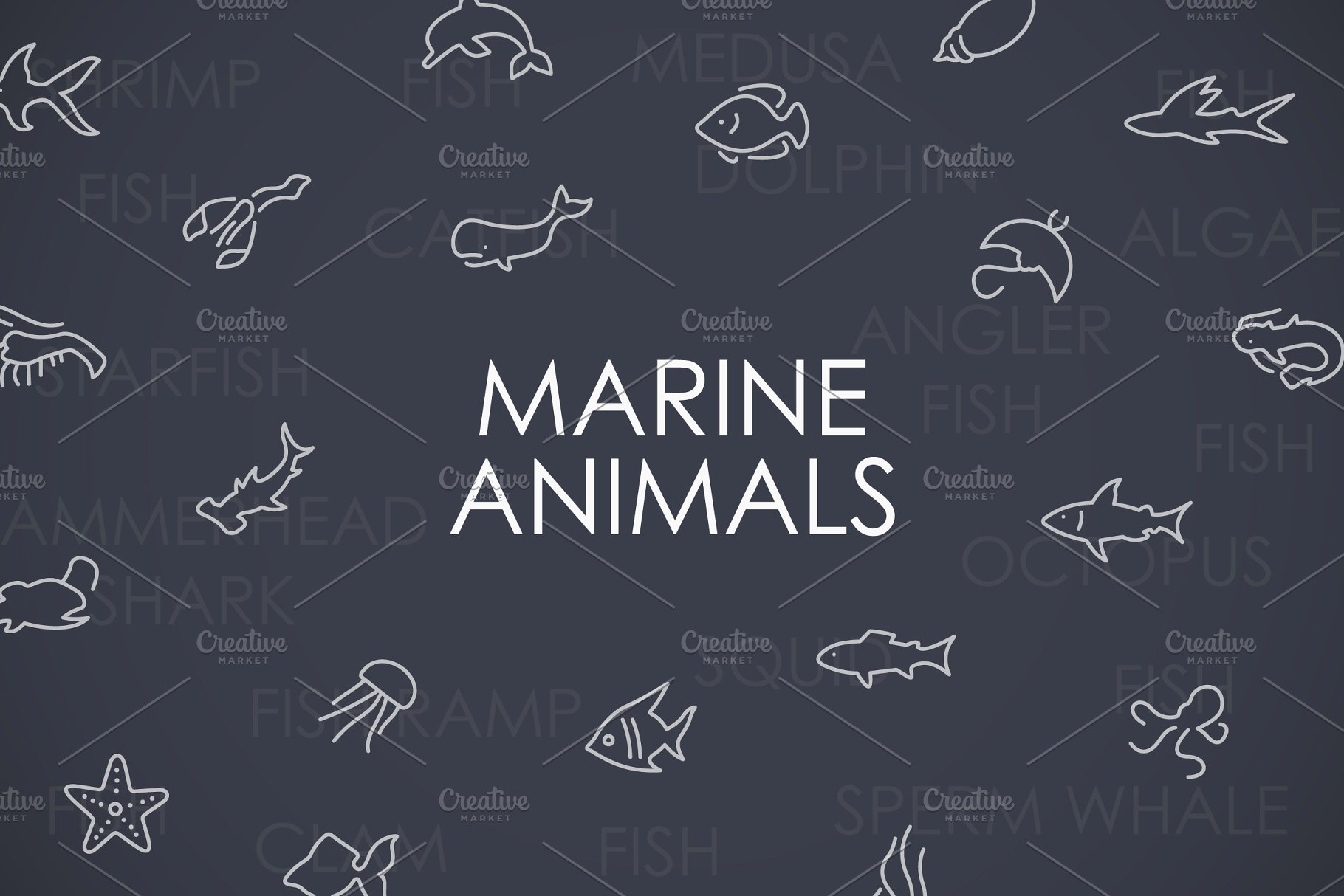 海洋动物图标下载 Marine animals thinli