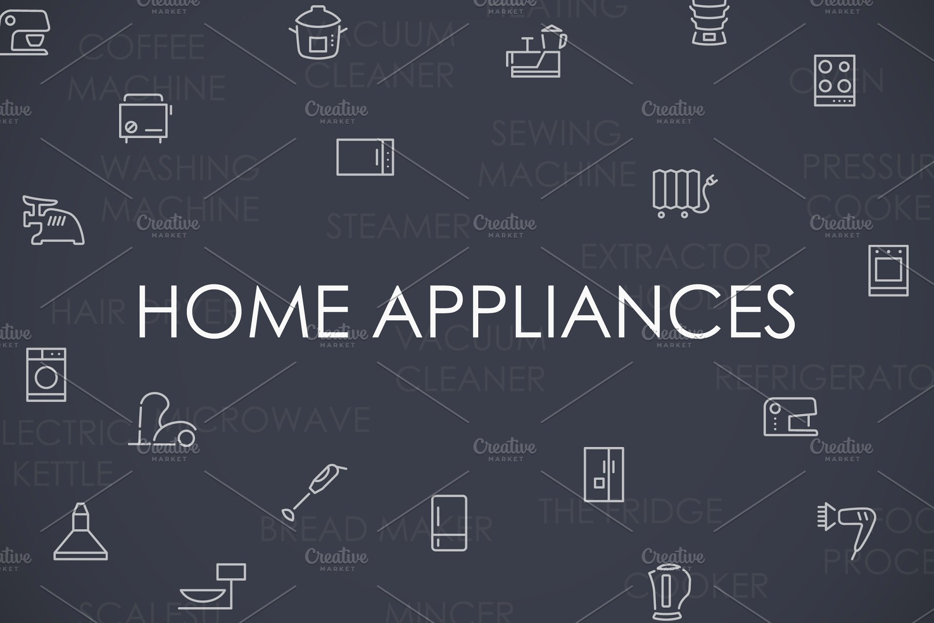 家电矢量图标大全 Home appliances thinl