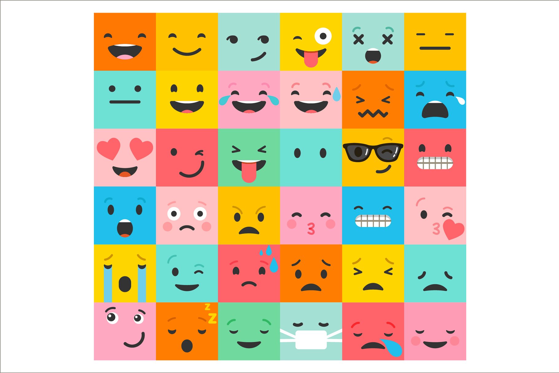 表情符号矢量图标素材 Emoji emoticons bun