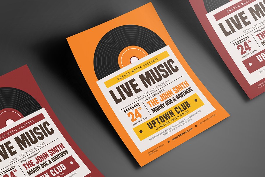 经典音乐海报设计 Indie Live Music Flye