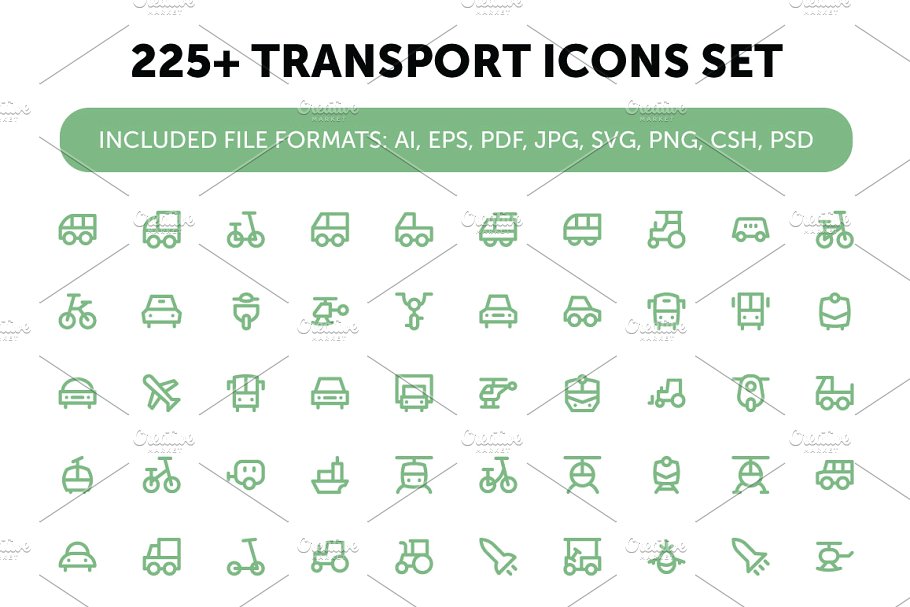 交通工具矢量图标大全 225 Transport Icon