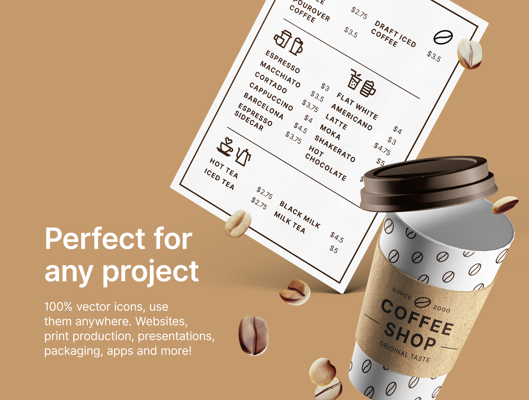 高端细致的咖啡品牌元素图标素材 #364307