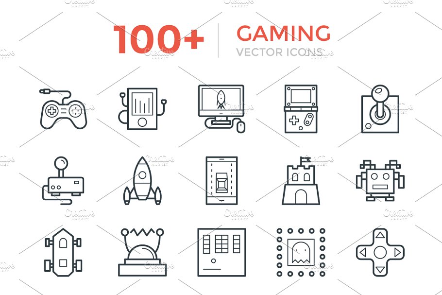 游戏矢量图标大全 100 Gaming Vector Ic
