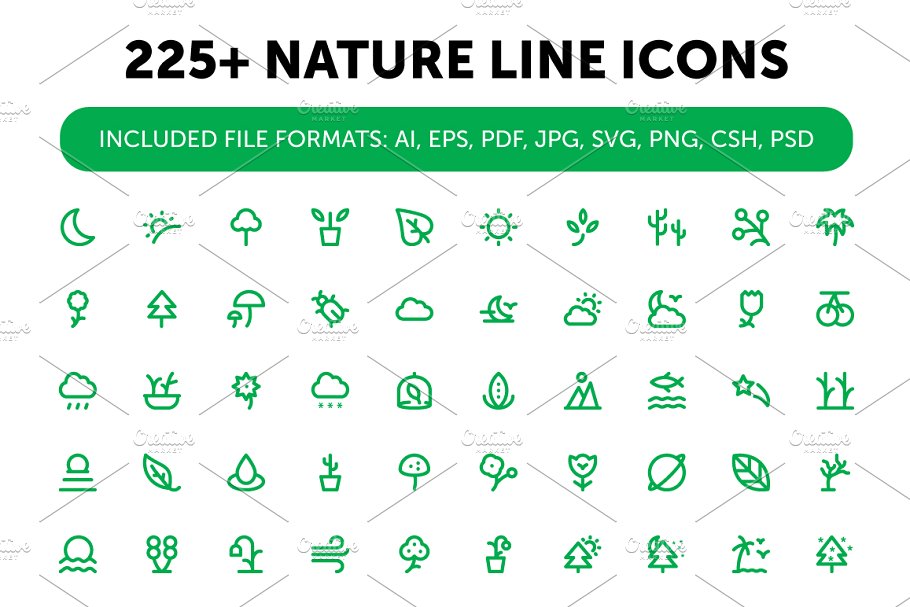 自然环保图表素材 225  Nature Line Icon
