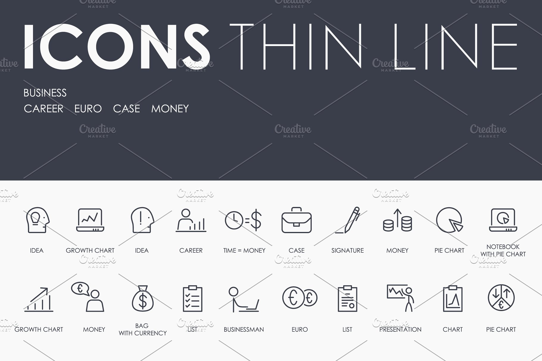 商业矢量图标素材 Business thinline ico