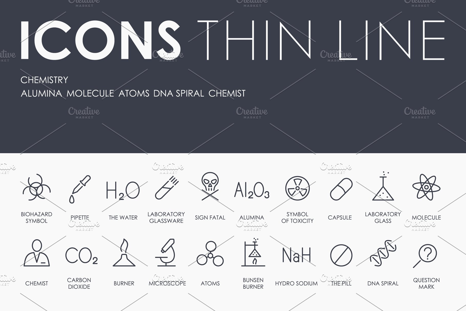 化学元素实验图标大全 Chemistry thinline