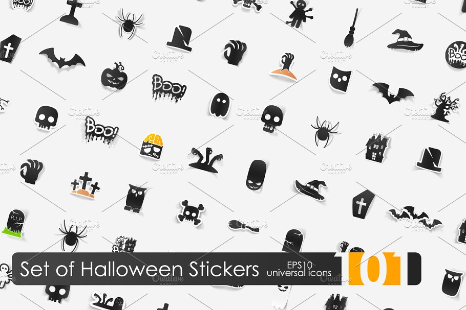 万圣节元素图标素材 101 Halloween sticke