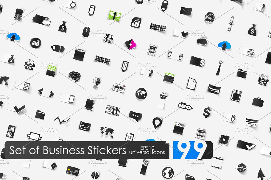 商业矢量图标素材 199 business stickers