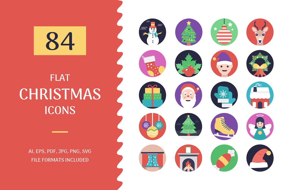 圣诞平面设计图标素材 84 Christmas Flat D