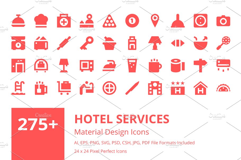 275 酒店服务材料图标素材 Hotel Services