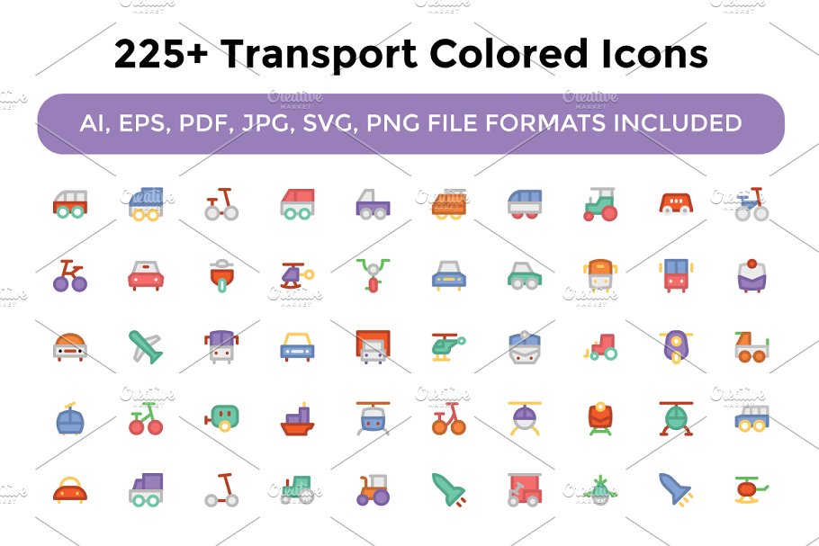 225 传输彩色图标素材 225 Transport Co