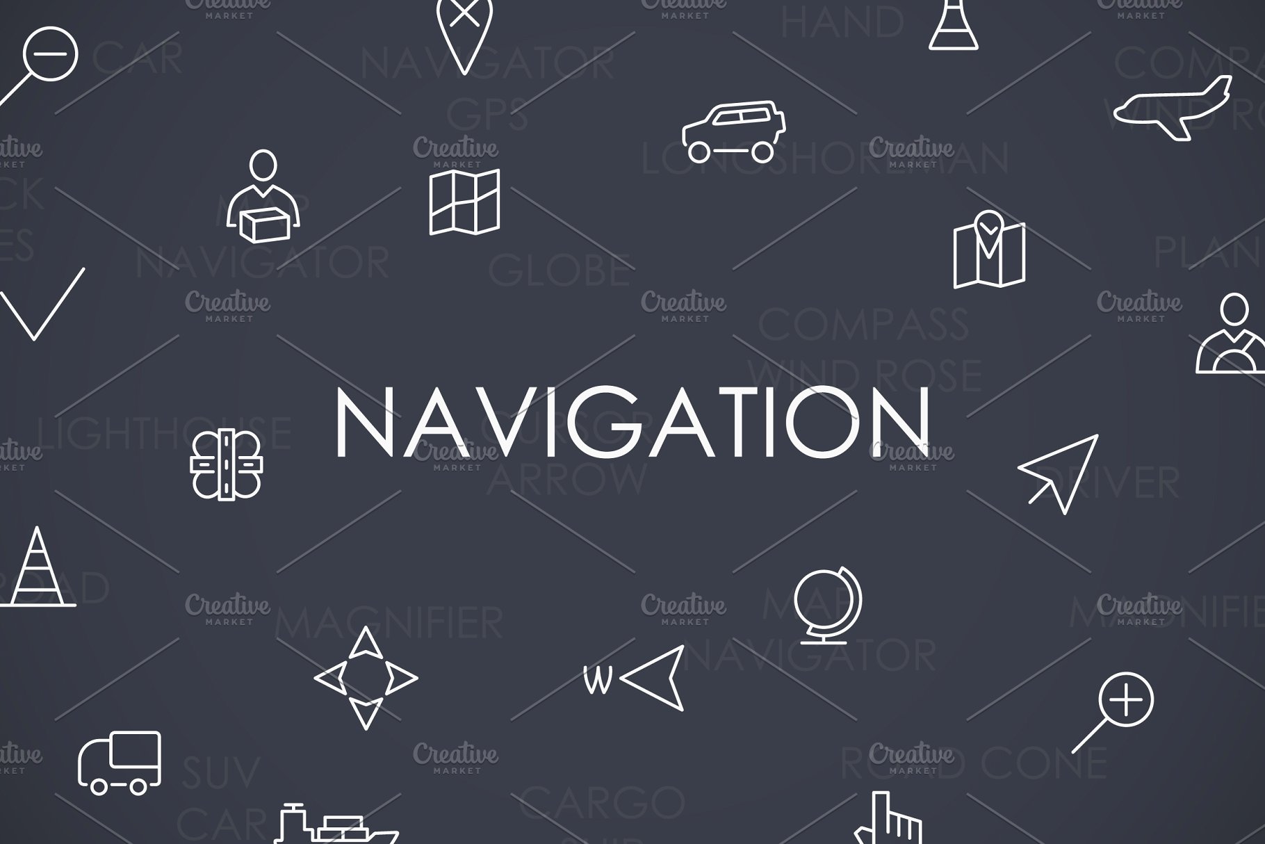 导航图标大全 Navigation thinline ico