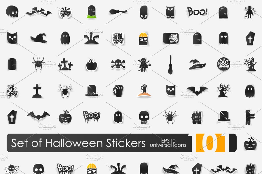 万圣节元素图标素材 101 Halloween sticke