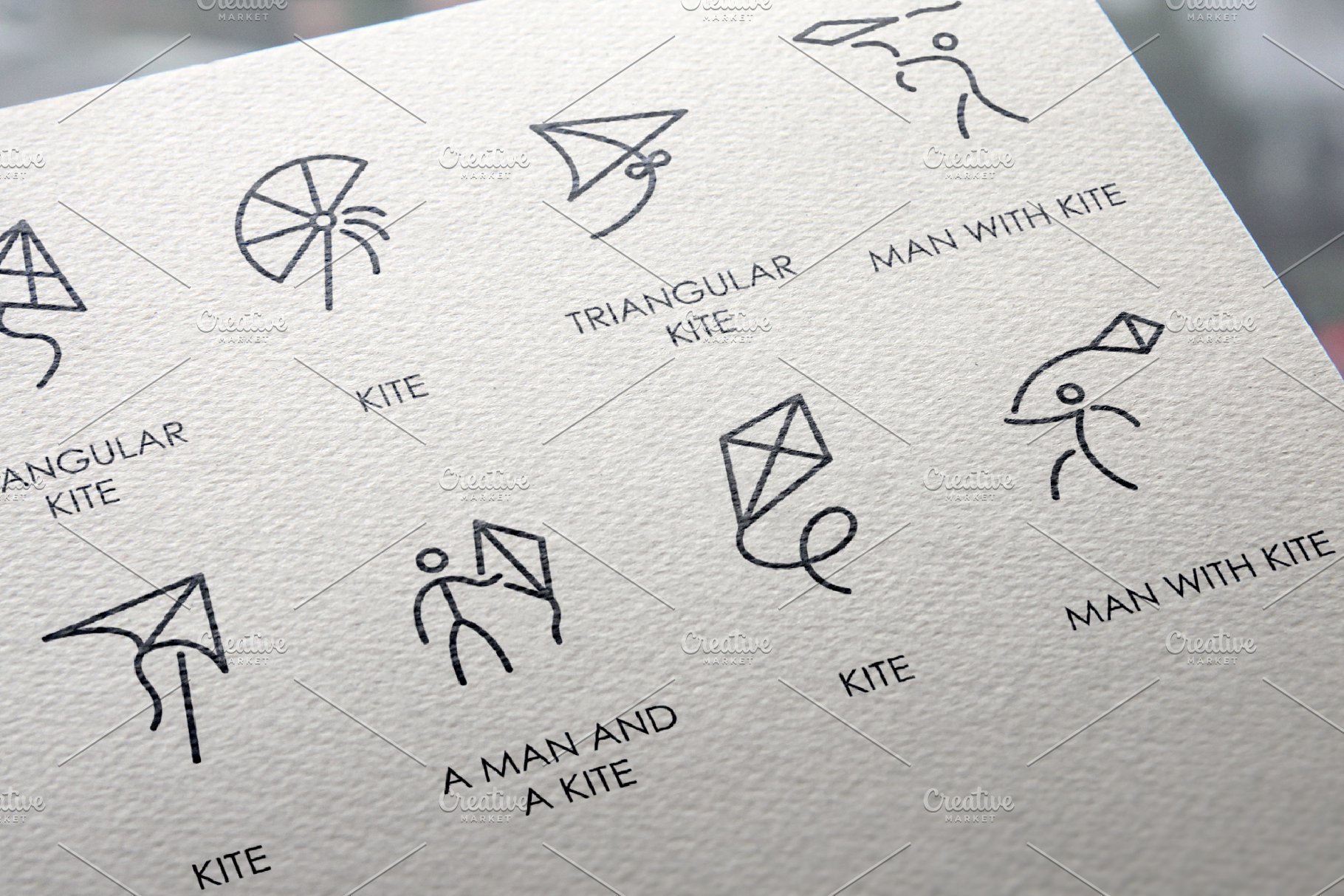 中国风筝元素图标大全 Kite thinline icons