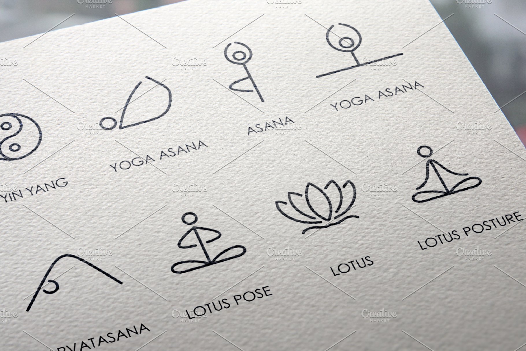 瑜伽图标素材 Yoga thinline icons #13