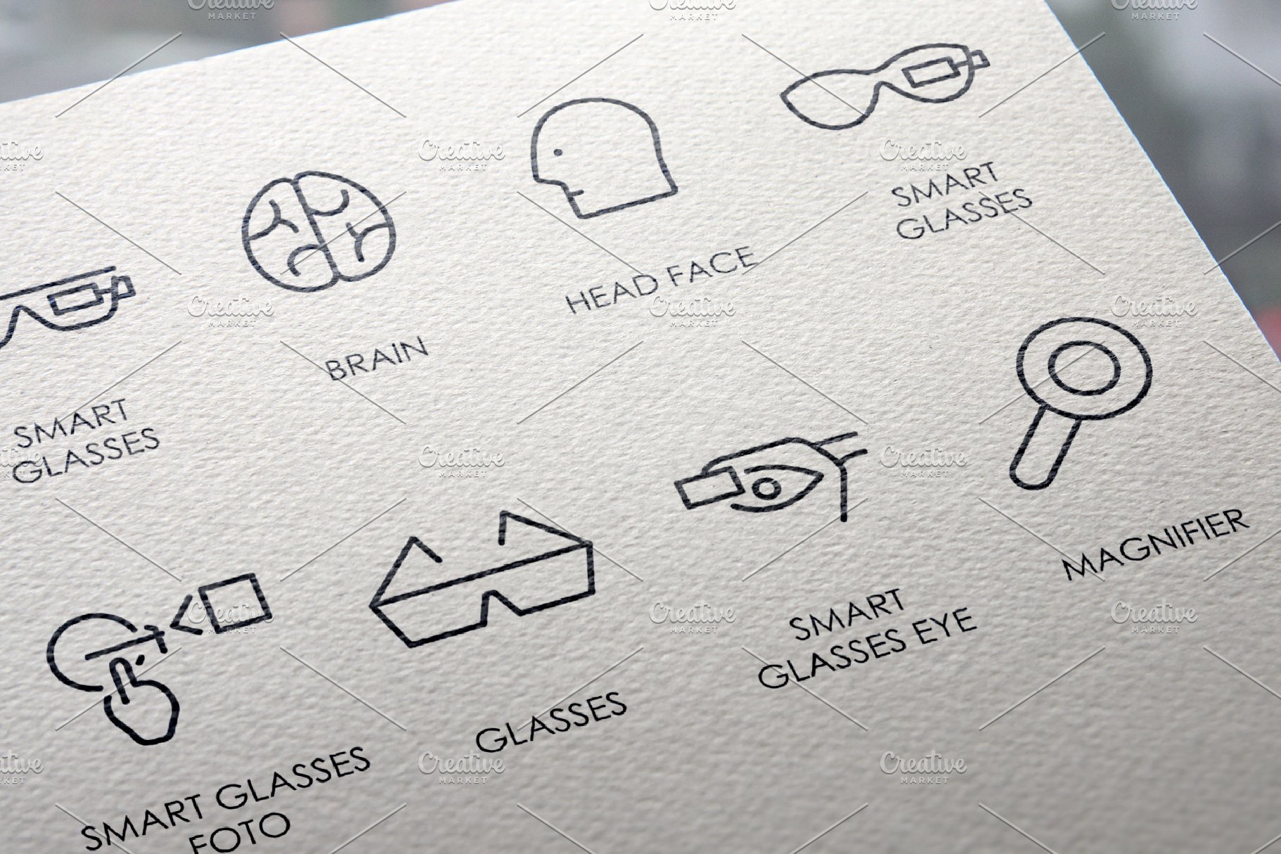 人工智能眼镜矢量图标素材 Smart glasses thi