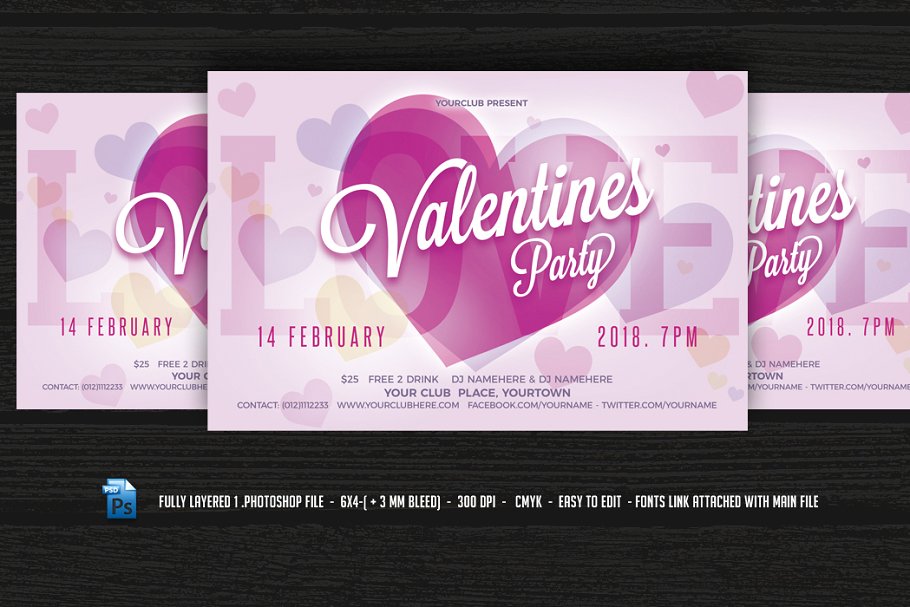 情人节广告海报设计 Valentines Day Flyer