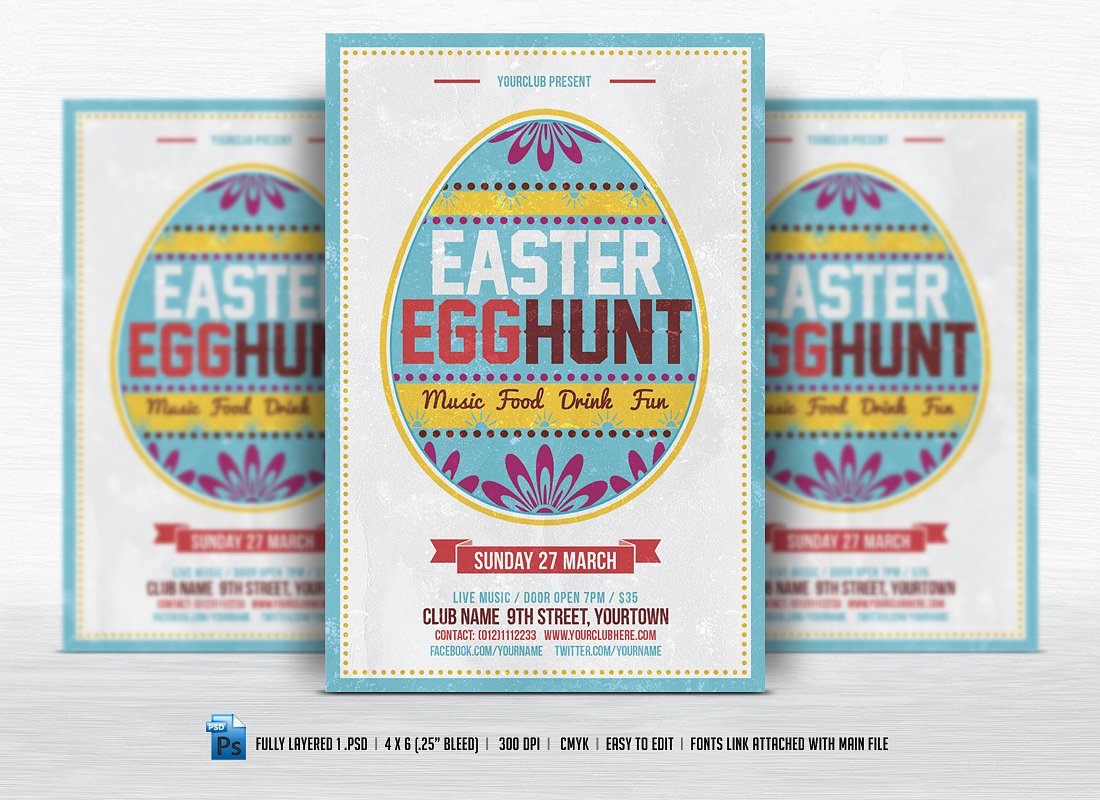 寻找复活节彩蛋宣传单设计 Easter Egg Hunt F