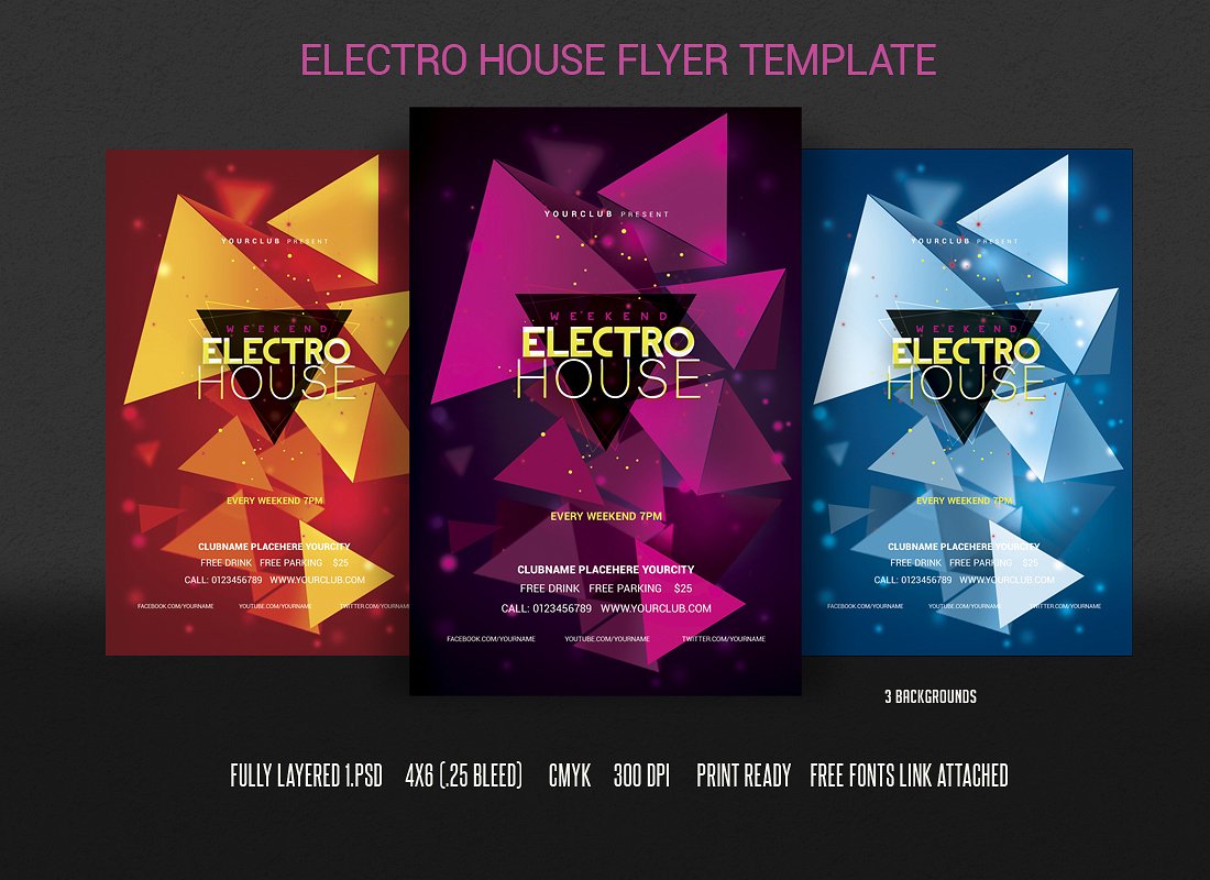 电子音乐海报制作模板 Electro House Flyer