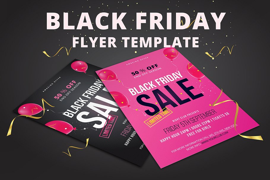 黑五促销海报设计 Black Friday Flyer #1