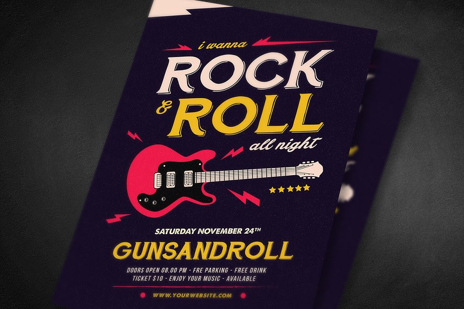 摇滚之夜音乐海报制作模板 Rock And Roll All