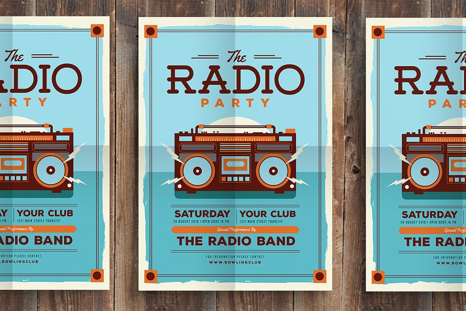 怀旧风格收音机海报制作 Radio Party Flyer