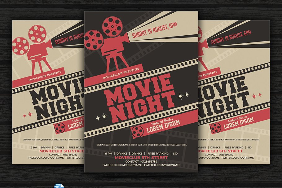 复古电影海报设计 Movie Night Flyer #13