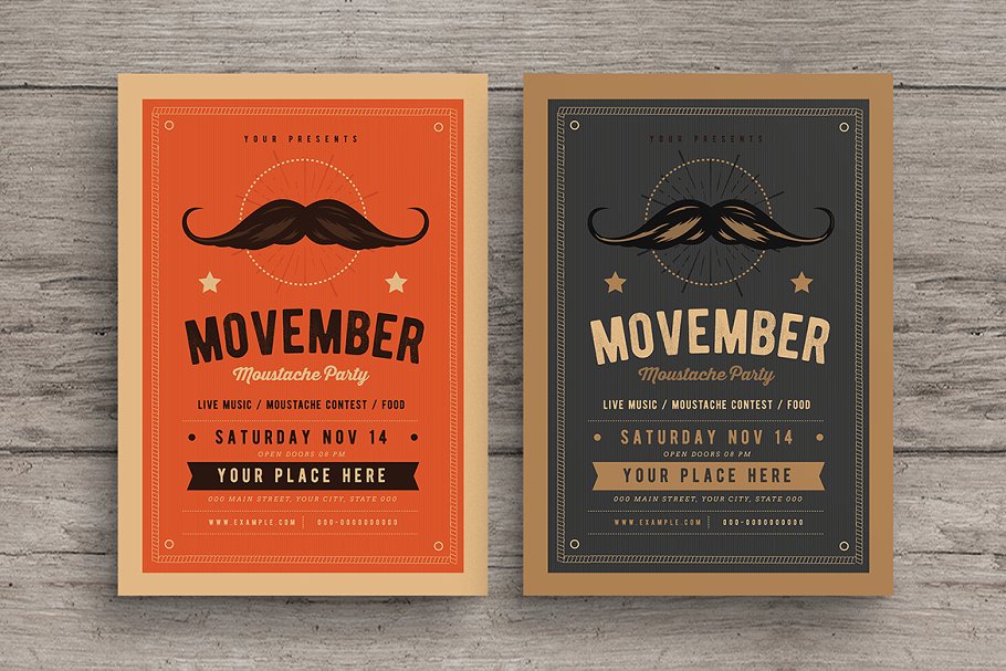 创意胡子活动宣传海报 Movember Event flye